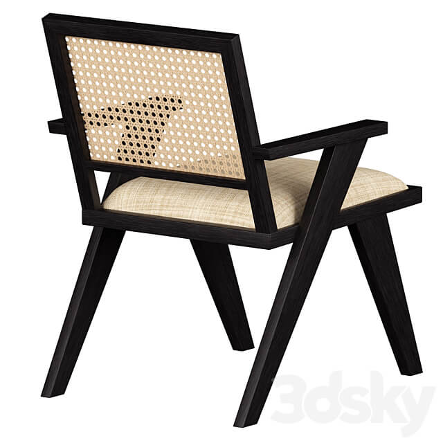 Annette Black Upholstered cane dining chair