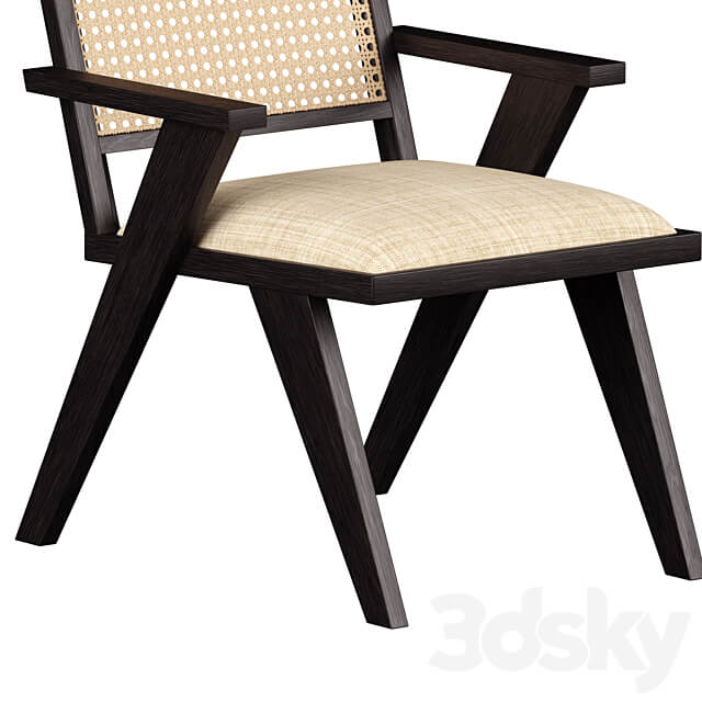 Annette Black Upholstered cane dining chair