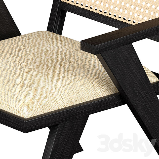 Annette Black Upholstered cane dining chair