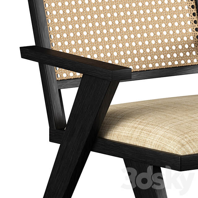Annette Black Upholstered cane dining chair
