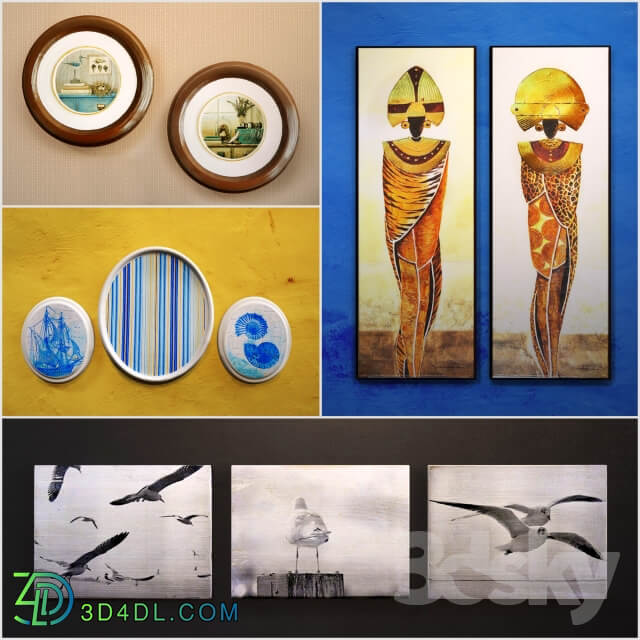Collection of 11 a decorative panel interior plaque wooden picture 