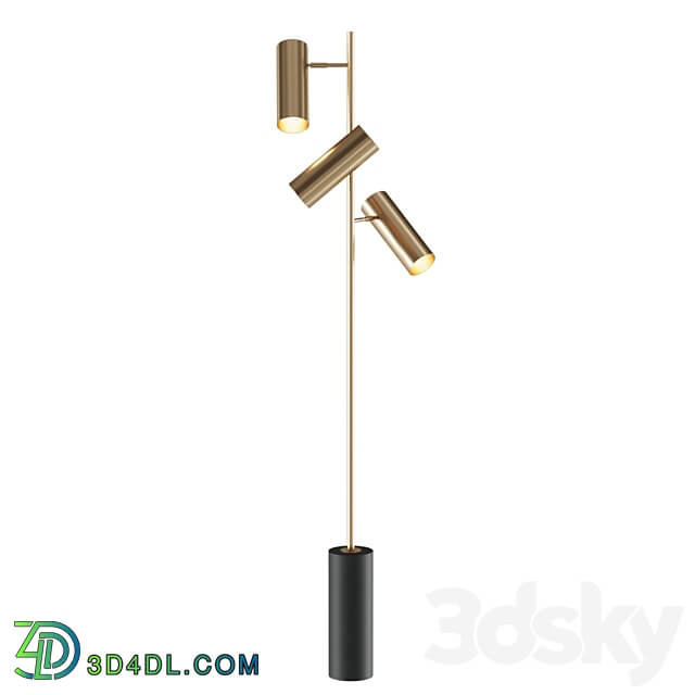 Floor lamp with three cylindrical swivel shades and marble base Article Number sirene01
