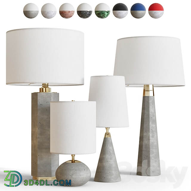 Contemporary table lamps in concrete and marble