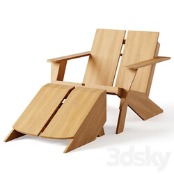 Paso Teak Outdoor Adirondack Chair with Ottoman 