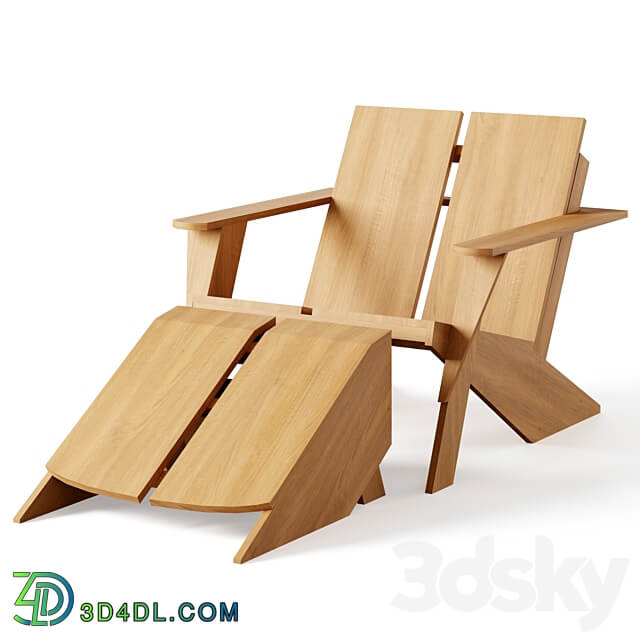 Paso Teak Outdoor Adirondack Chair with Ottoman