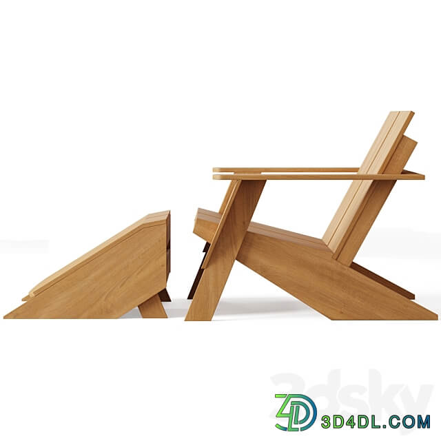 Paso Teak Outdoor Adirondack Chair with Ottoman