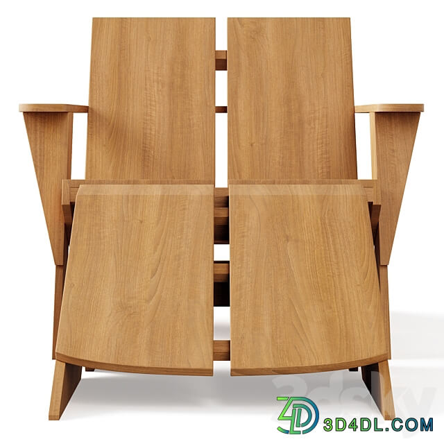 Paso Teak Outdoor Adirondack Chair with Ottoman