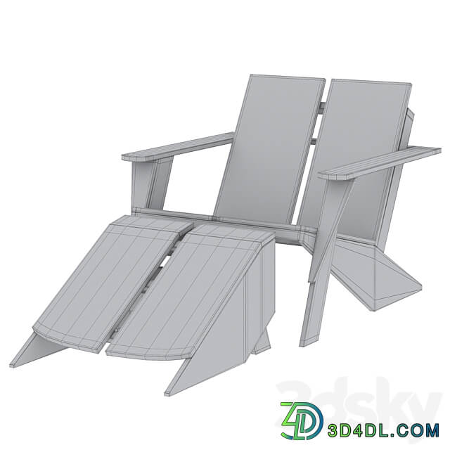 Paso Teak Outdoor Adirondack Chair with Ottoman