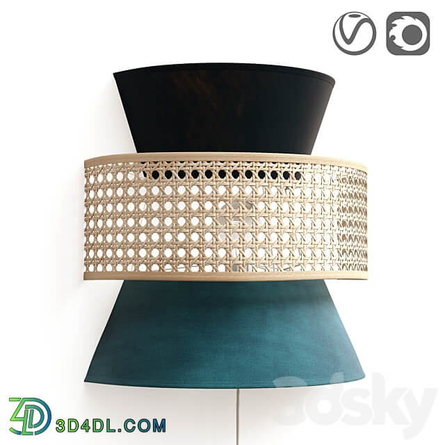 Wicker rattan wall lamp DOLKIE