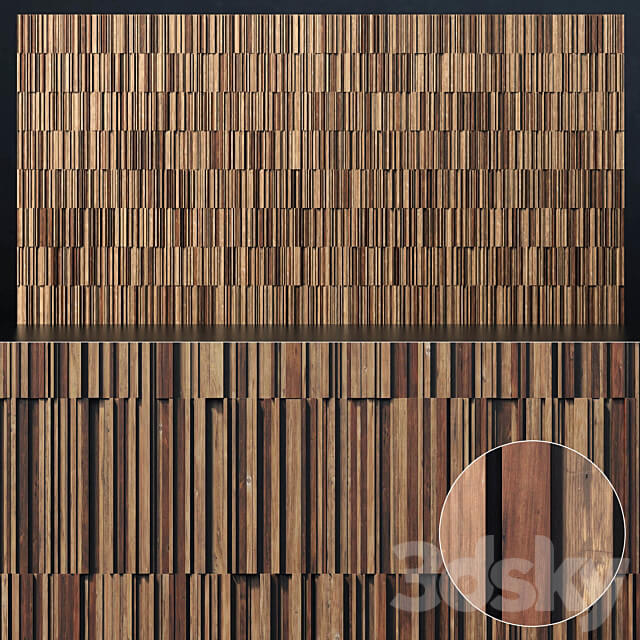 Panel rail line wood n1 Panel from long strips wood number 1 3D Models