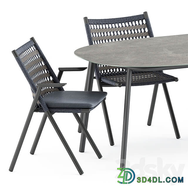 Table Chair Anatra armchair by Janus et Cie and Tosca table by Tribu