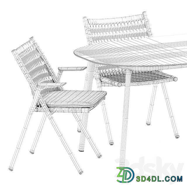Table Chair Anatra armchair by Janus et Cie and Tosca table by Tribu