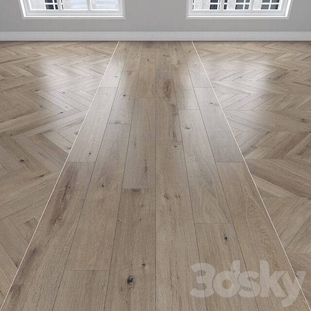 Wood Parquet Oak 3 types herringbone linear chevron.