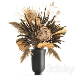 Bouquet 168 Hydrangea pampas grass vase dried flower branches palm leaf dry decorative natural 3D Models 