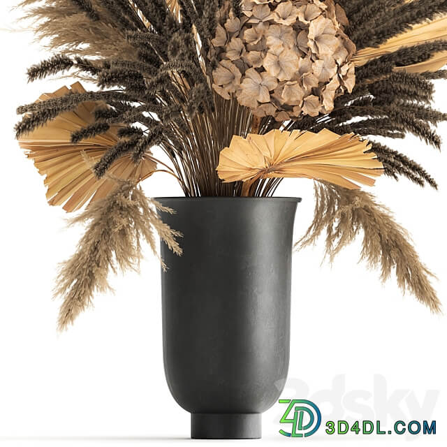 Bouquet 168 Hydrangea pampas grass vase dried flower branches palm leaf dry decorative natural 3D Models