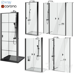Shower doors Radaway Nes 8 Black set 141 3D Models 3DSKY 