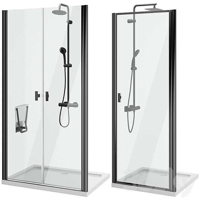 Shower doors Radaway Nes 8 Black set 141 3D Models 3DSKY