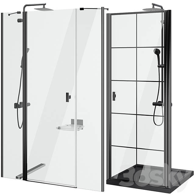 Shower doors Radaway Nes 8 Black set 141 3D Models 3DSKY