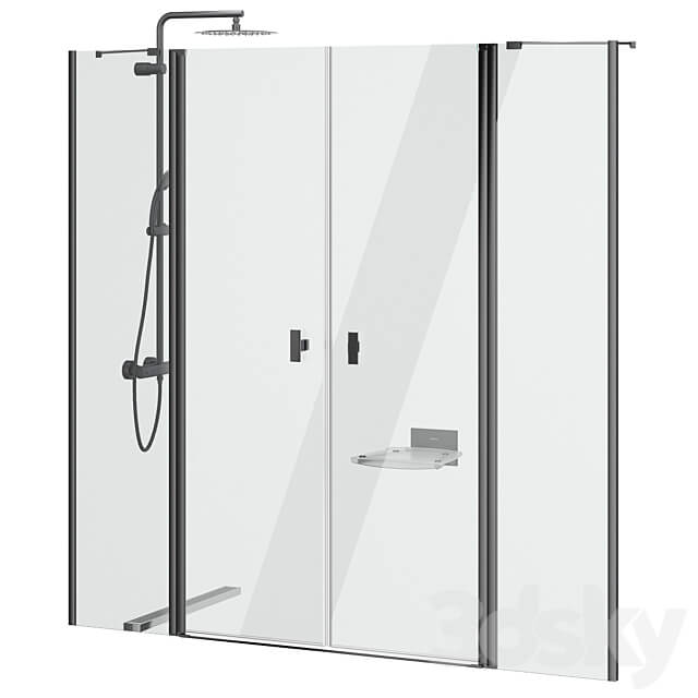 Shower doors Radaway Nes 8 Black set 141 3D Models 3DSKY