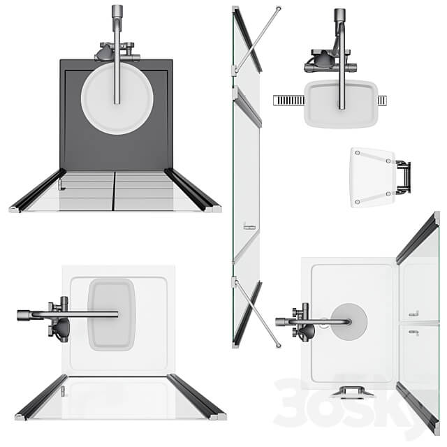 Shower doors Radaway Nes 8 Black set 141 3D Models 3DSKY