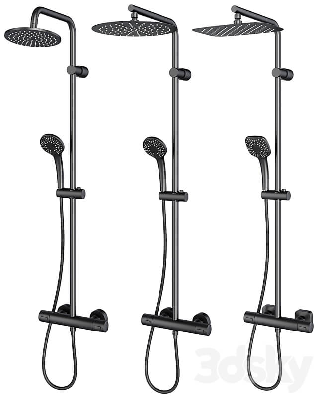Shower doors Radaway Nes 8 Black set 141 3D Models 3DSKY