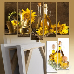 Triptych oil sunflowers 