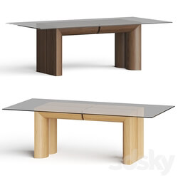 Crate and Barrel Emma Wood and Glass Top Dining Table 