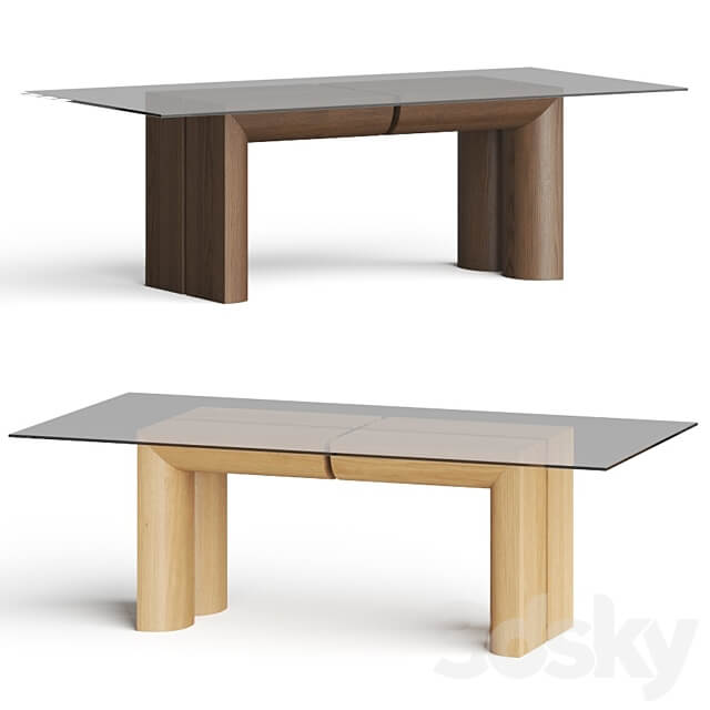 Crate and Barrel Emma Wood and Glass Top Dining Table