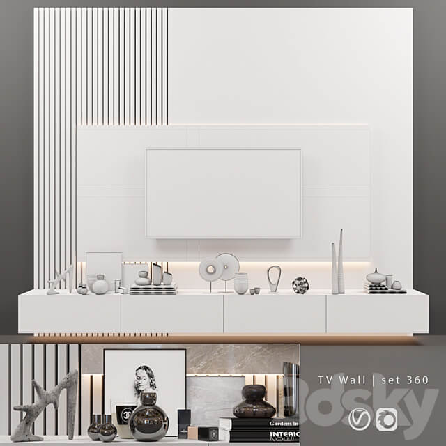 TV Wall set 360 3D Models 3DSKY