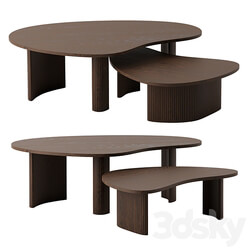 Mahogany Boomerang coffee tables by Ethnicraft 3D Models 3DSKY 