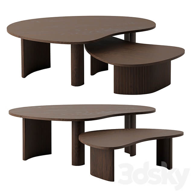 Mahogany Boomerang coffee tables by Ethnicraft 3D Models 3DSKY