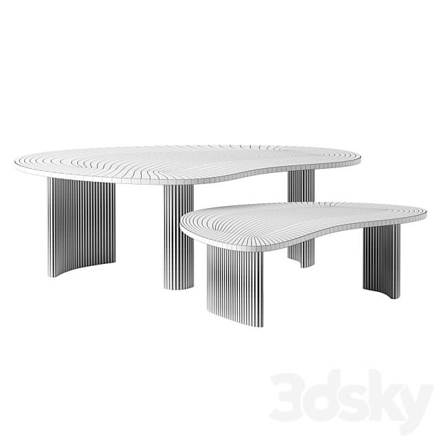 Mahogany Boomerang coffee tables by Ethnicraft 3D Models 3DSKY