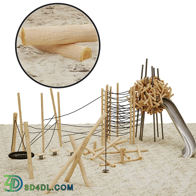Playground made of logs 3D Models 3DSKY