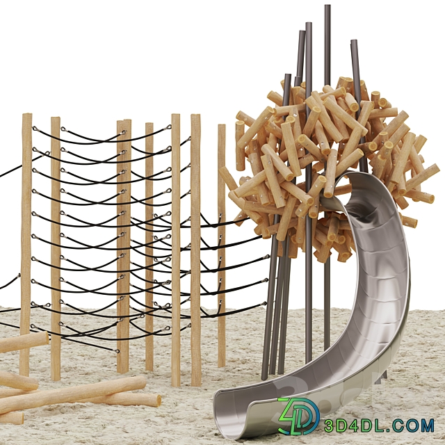 Playground made of logs 3D Models 3DSKY
