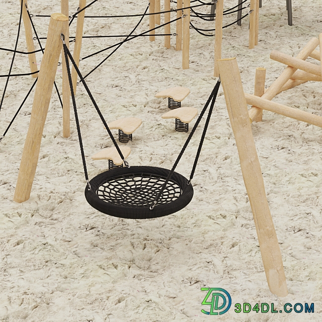 Playground made of logs 3D Models 3DSKY