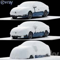 snow covered cars in the parking lot 3D Models 3DSKY 