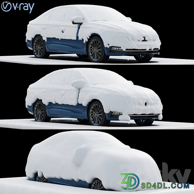 snow covered cars in the parking lot 3D Models 3DSKY