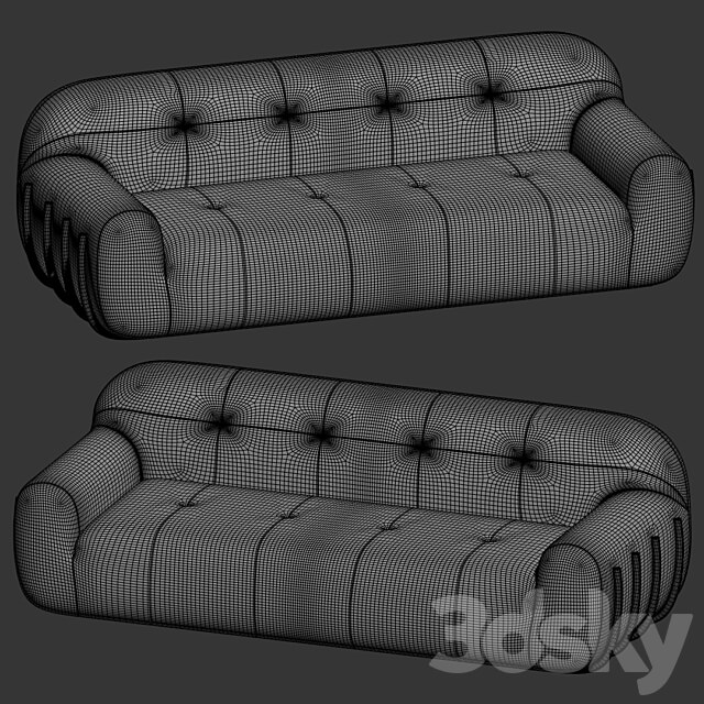 Cbs brace cream boucle sofa 3D Models 3DSKY