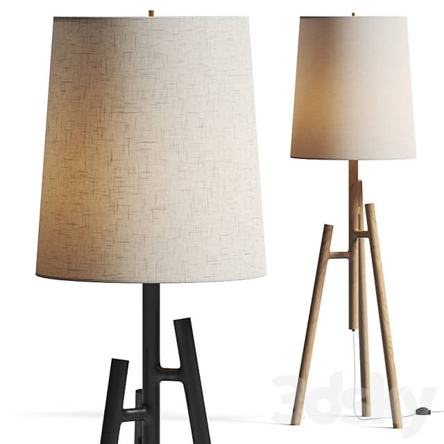 Crate and Barrel Lockeland Walnut Tripod Floor Lamp 3D Models 3DSKY
