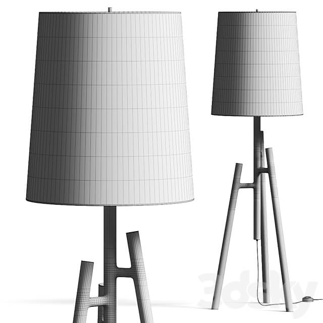 Crate and Barrel Lockeland Walnut Tripod Floor Lamp 3D Models 3DSKY