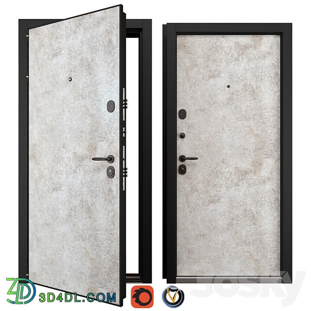 Entrance metal door Newest NT HPL 1 Holz 3D Models