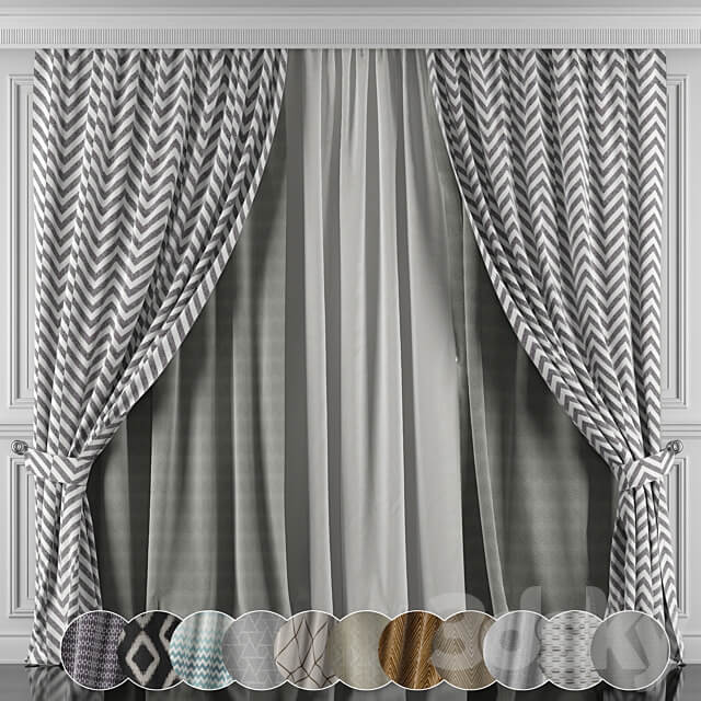 Set of curtains 444 449 3D Models 3DSKY