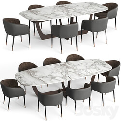 Baxter Romeo Table and Sunpan Asher chair Table Chair 3D Models 3DSKY 