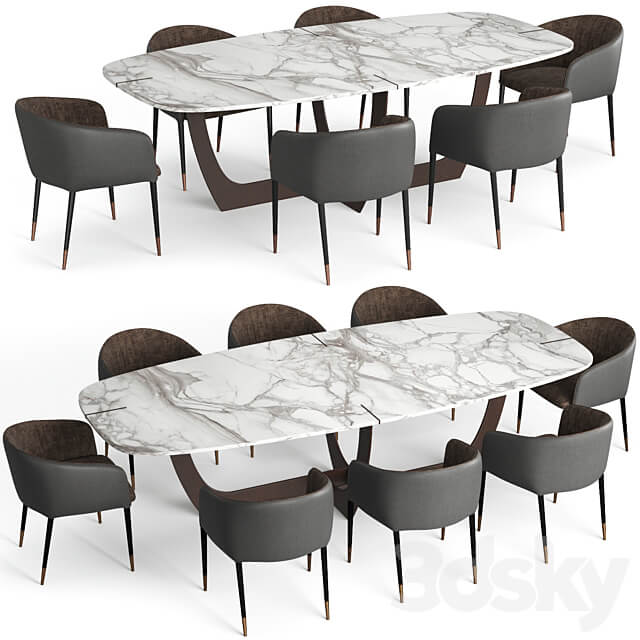 Baxter Romeo Table and Sunpan Asher chair Table Chair 3D Models 3DSKY
