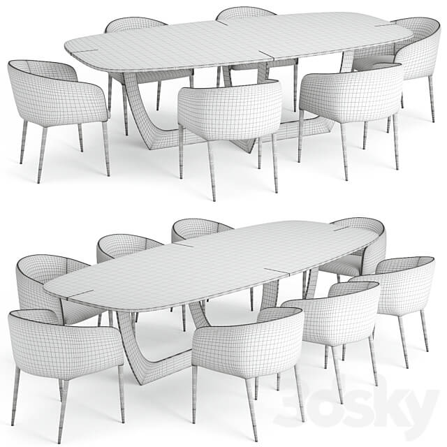 Baxter Romeo Table and Sunpan Asher chair Table Chair 3D Models 3DSKY