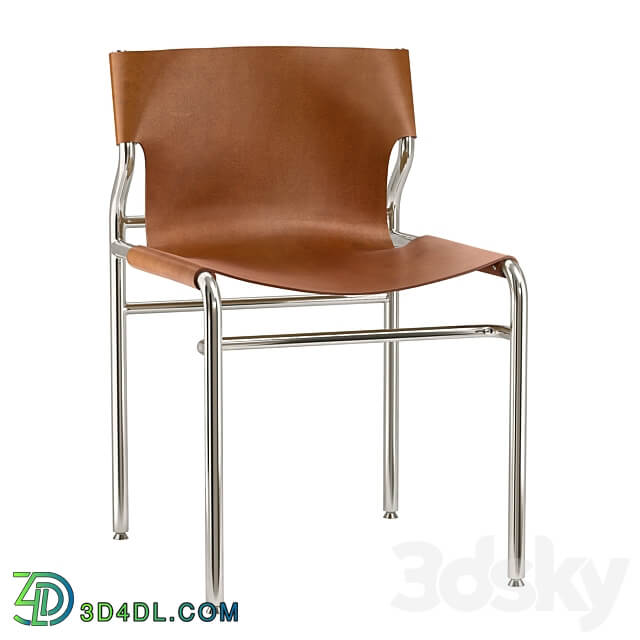 CB2 Surf Sling Brown Leather Dining 3D Models 3DSKY