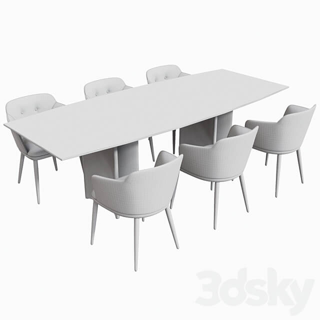 Porada Alan Botte Cristallo Table and Celine Chair Table Chair 3D Models 3DSKY