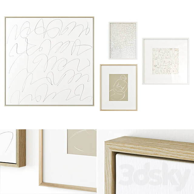 Abstract posters with painting on canvas 3D Models