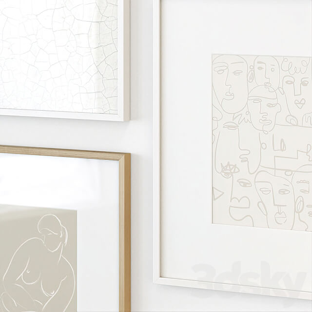 Abstract posters with painting on canvas 3D Models