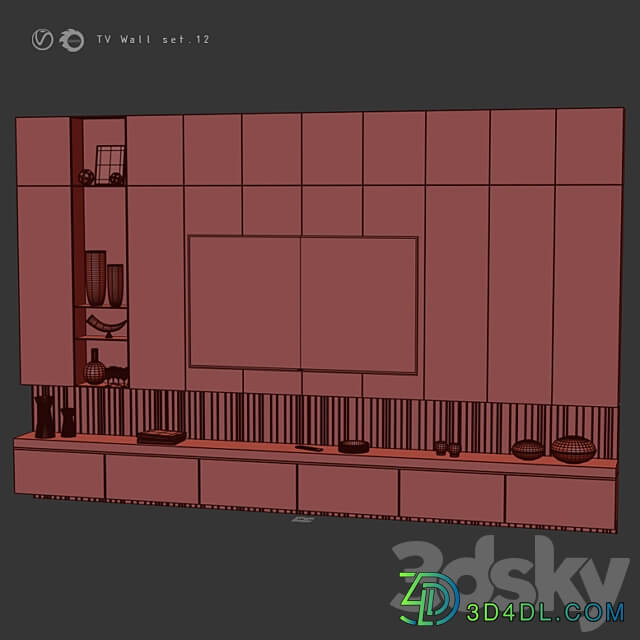 Tv Wall Set 12 3D Models 3DSKY